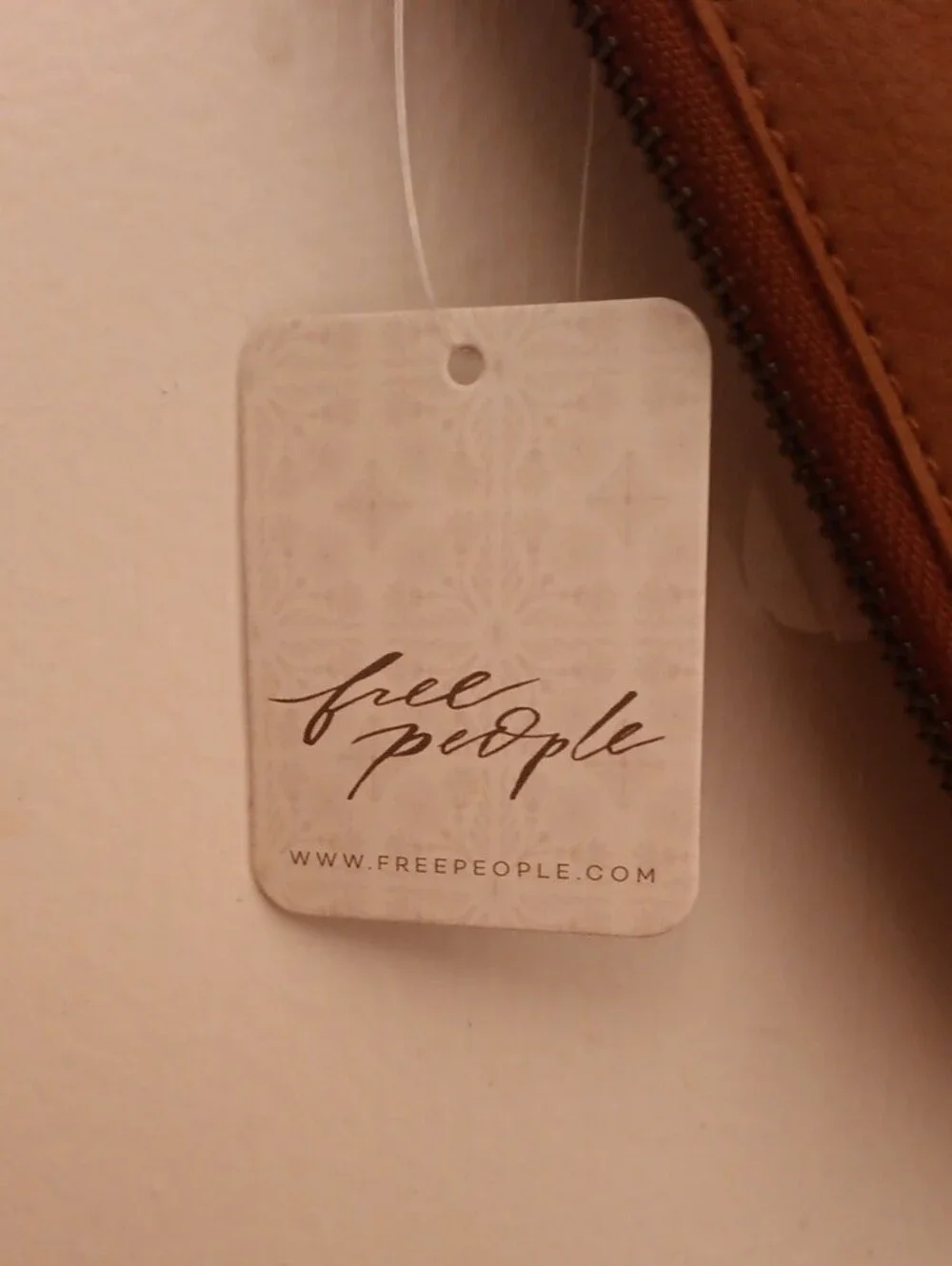 Free People Caramel Tan Zip-Around Wristlet Wallet